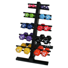 Fabrication Enterprises CanDo&reg; Vinyl Coated Dumbbell - 20-Piece Set with Floor Rack - 2 Each 1, 2, 3, 4, 5, 6, 7, 8, 9, 10