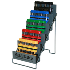 Fabrication Enterprises CanDo&reg; Digi-Flex&reg; Hand Exerciser - Set of 5 (Yellow, Red, Green, Blue, Black), with Metal Rack