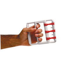 Fabrication Enterprises CanDo&reg; Latex Free Rubber-Band Hand Exerciser, with 5 Red Bands, Case of 10