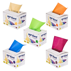 Fabrication Enterprises Rep Band&reg; Exercise Band - Latex Free - 6 Yard, Set of 5 (1 Each: Peach, Orange, Lime, Blueberry, Plum)