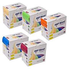 Fabrication Enterprises Rep Band&reg; Exercise Band - Latex Free - 50 Yard, Set of 5 (1 Each: Peach, Orange, Lime, Blueberry, Plum)