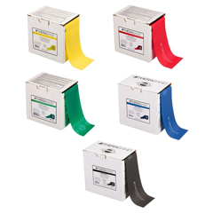 Fabrication Enterprises Theraband&reg; Exercise Band - Latex Free - Twin-Pak 100 Yards, Set Of 5 (1 Each: Yellow, Red, Green, Blue, Black)