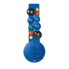 Fabrication Enterprises CanDo&reg; MVP&reg; Balance System - 10-Ball Set with Wall Rack (2 Each: Yellow, Red, Green, Blue, Black)