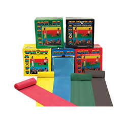 Fabrication Enterprises CanDo&reg; Low Powder Exercise Band - 50 Yard Rolls, 5-Piece Set (1 Each: Yellow, Red, Green, Blue, Black)