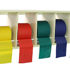 Fabrication Enterprises CanDo&reg; Exercise Band Rack, Plastic, 5 Rolls, Including: Sup-R Band&reg; - Latex Free - 5 x 50 Yard Rolls (Yellow, Red, Green, Blue, Black)