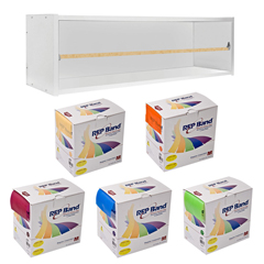 Fabrication Enterprises Cando Dispens-A-Band Exercise Band Rack, Wood, 5 Rolls, Including: 5 X 50 Yard Rep Band Latex Free Set (Peach, Orange, Lime, Blueberry, Plum)