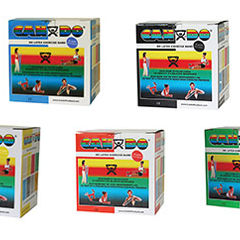 Fabrication Enterprises CanDo&reg; Latex Free Exercise Band - 25 Yard Rolls, 5-Piece Set (1 Each: Yellow, Red, Green, Blue, Black)