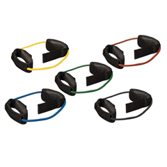 Fabrication Enterprises CanDo&reg; Exercise Tubing with Cuff Exerciser - 5-Piece Set (1 Each: Yellow, Red, Green, Blue, Black)