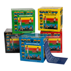Fabrication Enterprises CanDo&reg; Accuforce™ Exercise Band - 50 Yard Rolls, 5-Piece Set (1 Each: Yellow, Red, Green, Blue, Black)