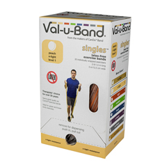 Fabrication Enterprises Val-U-Band Resistance Bands, Pre-Cut Strip, 5', Peach-Level 1/7, Case Of 30, Latex-Free