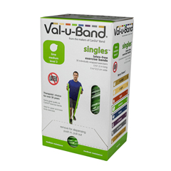Fabrication Enterprises Val-U-Band Resistance Bands, Pre-Cut Strip, 5', Lime-Level 3/7, Case Of 30, Latex-Free