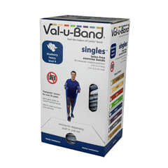 Fabrication Enterprises Val-U-Band Resistance Bands, Pre-Cut Strip, 5', Blueberry-Level 4/7, Case Of 30, Latex-Free