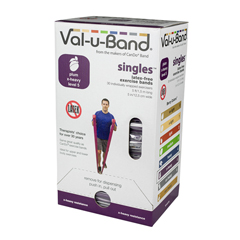 Fabrication Enterprises Val-U-Band Resistance Bands, Pre-Cut Strip, 5', Plum-Level 5/7, Case Of 30, Latex-Free