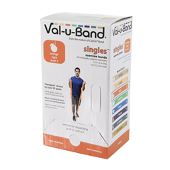 Fabrication Enterprises Val-U-Band Resistance Bands, Pre-Cut Strip, 5', Orange-Level 2/7, Case Of 30, Contains Latex