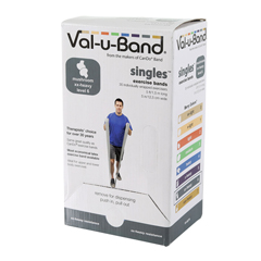 Fabrication Enterprises Val-U-Band Resistance Bands, Pre-Cut Strip, 5', Mushroom-Level 6/7, Case Of 30, Contains Latex