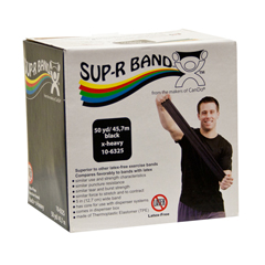 Fabrication Enterprises Sup-R Band&reg; Latex Free Exercise Band - 50 Yard Roll - Black - x-Heavy