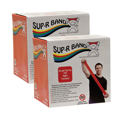 Fabrication Enterprises Sup-R Band&reg; Latex-Free Exercise Band - Twin-Pak&reg; - 100 Yard - (2 - 50 Yard Boxes) - Red