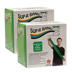 Fabrication Enterprises Sup-R Band&reg; Latex-Free Exercise Band - Twin-Pak&reg; - 100 Yard - (2 - 50 Yard Boxes) - Green