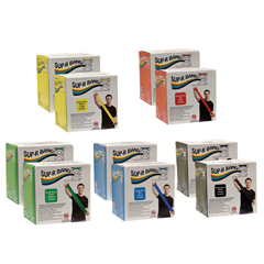 Fabrication Enterprises Sup-R Band&reg; Latex-Free Exercise Band - Twin-Pak&reg; - 100 Yard - 5 Color Set (2 - 50 Yard Boxes of Each Color: Yellow, Red, Green, Blue, Black)
