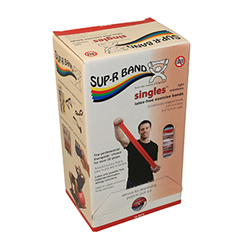 Fabrication Enterprises Sup-R Band&reg;, Latex-Free, 5-Foot Singles&reg;, 30 Piece Dispenser, Red