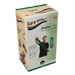Fabrication Enterprises Sup-R Band&reg;, Latex-Free, 5-Foot Singles&reg;, 30 Piece Dispenser, Green