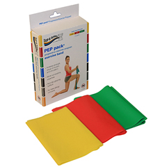 Fabrication Enterprises Sup-R Band&reg; Latex Free Exercise Band - Pep Pack&reg;, 3-Piece Set (1 Each: Yellow, Red, Green)