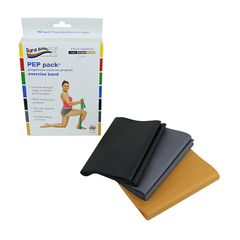 Fabrication Enterprises Sup-R Band&reg; Latex Free Exercise Band - Pep Pack&reg;, 3-Piece Set (1 Each: Black, Silver, Gold)