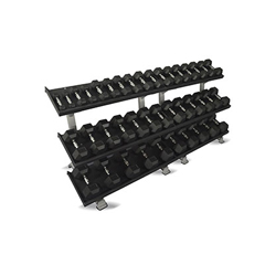 FNT10-7146 - Fabrication Enterprises - Inflight®108 MEGA 3-Tier DB Rack - (Two 54 3-Tray Racks) with a 20 Pair (5-100lb) Rubber Hex Dumbbell Set