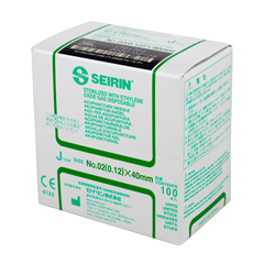Fabrication Enterprises Seirin J-Type Acupuncture Needles, Size 00/02 (0.12Mm) X 40Mm, Box Of 100 Needles