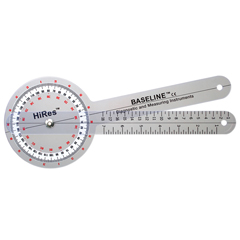 Fabrication Enterprises Baseline&reg; Plastic Goniometer - HiRes™ 360 Degree Head - 12