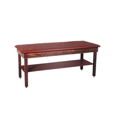 Fabrication Enterprises Wooden Treatment Table - H-Brace, Shelf, Upholstered, 72