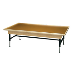 Fabrication Enterprises Wooden Platform Table - Economy Electric Hi-Low, Raised Rim, 8' X 6' X (19