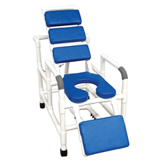 MJM International, Reclining Total Padding Shower Chair, Elevated Leg Extension, Blue
