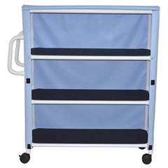 FNT20-4257 - Fabrication Enterprises - 3-Shelf Jumbo Linen Cart With Mesh Or Solid Vinyl Cover - 5 Casters