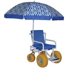 FNT20-4259 - Fabrication Enterprises - All Terrain Chair - 20.25 Internal Width - Safety Belt - Cushion Seat And Umbrella