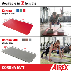 FNT32-1236R-10 - Fabrication Enterprises - Airex® Exercise Mat - Corona - Red, 72 X 39 X 5/8, Case Of 10