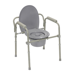 FNT43-2330 - Fabrication Enterprises - Commode with Fixed Arms, Steel, Adjustable Height, 1 Each