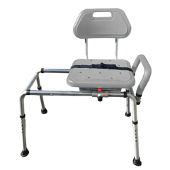 Fabrication Enterprises Gateway Sliding Bath Bench, Padded Swivel Seat, Gray