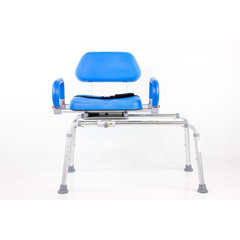 Fabrication Enterprises Carousel Sliding Bath Bench, Padded Swivel Seat, Armrests, Blue