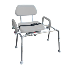 Fabrication Enterprises Carousel Sliding Bath Bench, Padded Swivel Seat, Armrests, Gray