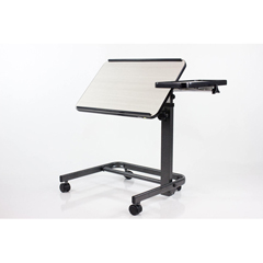 FNT43-2388 - Fabrication Enterprises - Acrobat Overbed Table, Adjustable Height, Tilt Top, White Birch