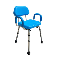 FNT43-2390 - Fabrication Enterprises - Comfortable Shower Chair, Padded Backrest and Armrests, Blue