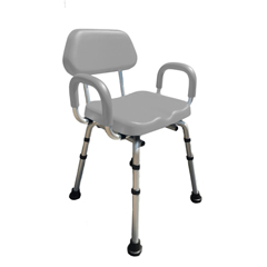 Fabrication Enterprises Comfortable Shower Chair, Padded Backrest and Armrests, Gray