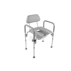 Fabrication Enterprises Dignity Commode Shower Chair, Padded, Adjustable Height, Toilet Paper Holder, Gray