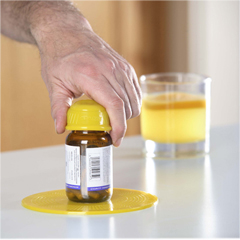 Fabrication Enterprises Dycem&reg; Non-Slip Cone-Shaped Bottle Opener, Yellow