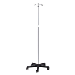 Fabrication Enterprises Clinton, Economy 2-Hook IV Pole, Nylon base, 5-Leg