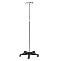 Fabrication Enterprises Clinton, Economy 4-Hook IV Pole, Nylon base, 5-Leg