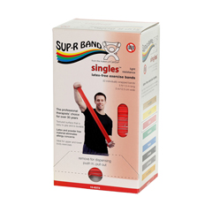 Fabrication Enterprises Sup-R Band, Latex-Free, 5-Foot Singles&reg;, 30 Piece Dispenser, Red
