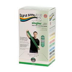 Fabrication Enterprises Sup-R Band, Latex-Free, 5-Foot Singles&reg;, 30 Piece Dispenser, Green