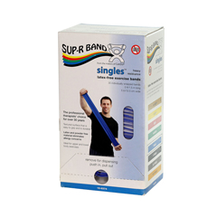 Fabrication Enterprises Sup-R Band, Latex-Free, 5-Foot Singles&reg;, 30 Piece Dispenser, Blue